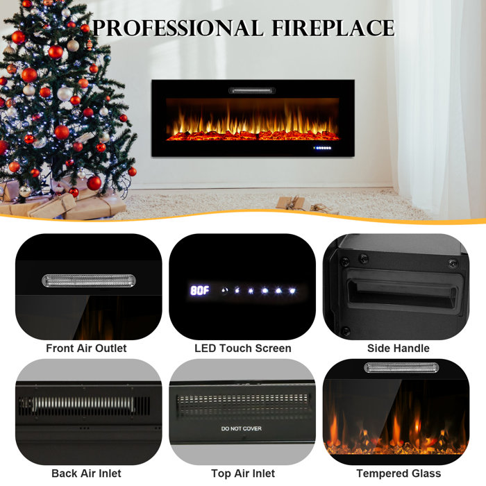 Symple Stuff Paynesville Recessed & Wall Mounted Electric Fireplace